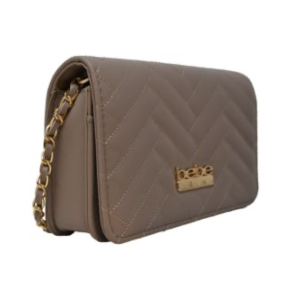 Bebe Quilted Beige Crossbody Bag